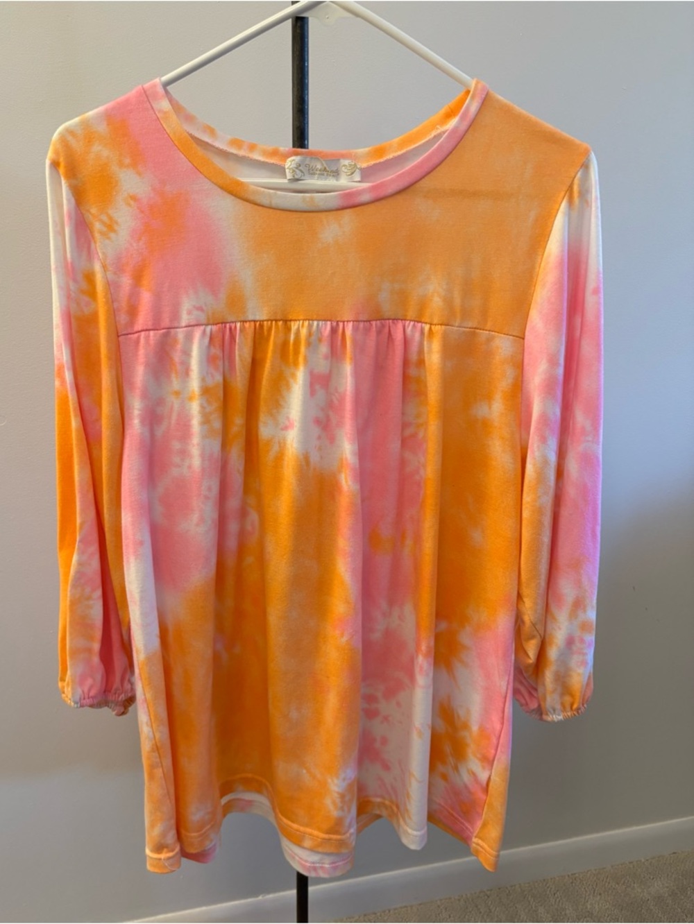 Suzanne Betro Pink & Orange Tie-Dye Babydoll Top